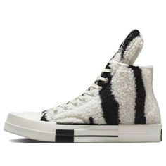 Converse Rick Owens x DRKSHDW TURBODRK Chuck 70 High 'Zebra' A03943C (SNKR/Skate/Unisex/Non-Slip/High Top/Wear-resistant) Fur Sneakers, Converse Chuck 70, Rick Owens Drkshdw, Sneaker Release, High Sneakers, Chuck 70, Latest Sneakers, Sneakers Grey, Chuck Taylor All Star