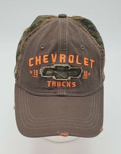 H3 Headwear Chevy Camo Strapback Hat Adjustable Capt Distressed.  The hat is in good condition, no rips or tears other than the factory distress.  Please review the pictures and if you have any questions, please ask before bidding. Thanks! Vintage Distressed Dad Hat, Vintage Distressed Snapback Dad Hat, Vintage Distressed Trucker Hat, Vintage Distressed Dad Hat Baseball Cap, Vintage Distressed Adjustable Dad Hat, Vintage Distressed Hats With Curved Bill, Vintage Distressed Hat With Curved Bill, Vintage Distressed Curved Bill Hats, Distressed Brown Cotton Baseball Cap