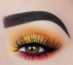 5 Makeup Strategies No One Explained to You About  #Explained #makeup #Strategies Yellow Eye Makeup, Shimmer Eye Makeup, Party Make-up, Orange Makeup, Makeup Tip, Simple Makeup Tips