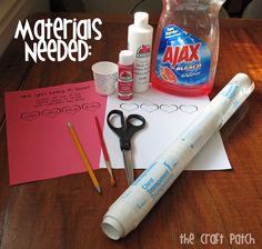 the supplies needed to make this craft include glue, paper, scissors and other items