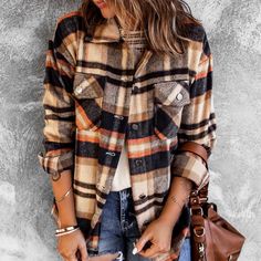 100% Poly S = 4-6 M = 8-10 L = 12-14 Xl = 16-18 Flannel Jacket, Long Sleeve Flannel, Casual Vest, Brown Plaid, Plaid Fashion, Button Front Shirt, Plaid Print, Plaid Flannel, Casual Jacket