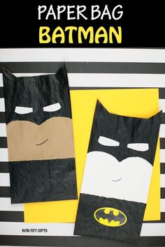 batman paper bag craft for kids with the title below it that reads, how to make a