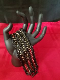 Byzantine Chainmaille w/Golden Rings Bracelet Byzantine Chainmaille, Punk Ideas, Chainmaille Jewelry Patterns, Viking Knit Jewelry, Chain Maille Patterns, Franklin Nc, Native Beading, Chainmaille Jewelry, Gift Crafts