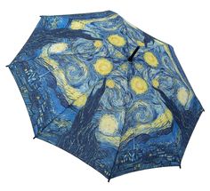 an open umbrella with the starry night painting on it