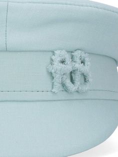 Ruslan Baginskiy 'Baker Boy' hat in mint green linen with tonal monogram logo on the front, curved visor. Composition: 100% Linen Designer Visor Hats For Spring, Ruslan Baginskiy Hat, Hadid Instagram, Mint Tone, Baker Boy Hat, Baker Boy, Kaia Gerber, Boy Hat, Quality Hats