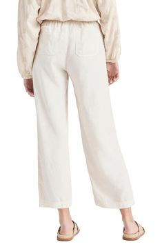 Easy does it in lightweight, linen-kissed pants designed with wide legs in a slightly cropped silhouette. 25" inseam; 20 1/2" leg opening; 9 3/4" front rise; 14" back rise (size Medium) Elastic/drawstring waist Front slant pockets; back patch pockets 73% lyocell, 27% linen Machine wash, tumble dry Imported Wide Leg Linen Bottoms For Spring, Ankle-length Linen Wide Leg Pants, Spring Relaxed Fit Cropped Wide Leg Pants, Relaxed Fit Cropped Wide Leg Pants For Spring, Spring Linen Wide-leg Bottoms, Spring Linen Wide Leg Pants, Linen Wide-leg Pants For Spring, Chic Relaxed Fit Cropped Wide Leg Pants, Chic Cropped Wide Leg Pants With Relaxed Fit