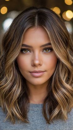 Fall Bayalage Brunette With Money Piece, Hair Color For Neutral Undertones, Contouring Hair Brunette, Medium Brown Hair With Caramel Highlights, Brunette Caramel Balayage, Contouring Hair, Defined Layers, Brunette Hair With Highlights