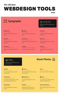 the web design tools info sheet is shown in three different colors and font styles, including black