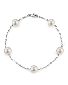 Japanese Akoya White Pearl Tincup Bracelet- Various Sizes Akoya Pearl Necklace, Pearl Bangle, White Gold Chains, Station Necklace, Akoya Pearls, Pearl Size, Buying Jewelry, Cultured Pearls, Pearl Bracelet