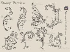 an image of some decorative designs on a sheet of paper with the words stamp preview