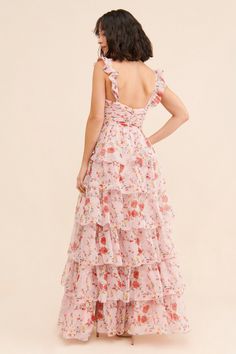 Rent Ruffled Sleeveless Draped Dress from Nuuly. Pick 6 items for $98/month. Free shipping + returns. Peach Color Bridesmaid Dresses, Ruffle Bridesmaid Dress, Pink Tiered Dress, Ruffles Bridesmaid Dresses, Layered Ruffle Dress, Pink Ruffle Dress, Prom Dress Inspo, Floral Bridesmaid, Guest Attire