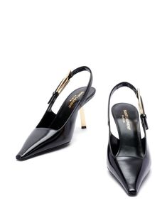 Oh, these are the shoes you absolutely need for that touch of effortless elegance. With a chic black shine and an artful heel, they combine a classic vibe with modern flair. Perfect for when you're in the mood to conquer the world or just your local café. Square toe adds a contemporary twist Adjustable ankle strap with buckle for a custom fit Gold-plated geometrical stiletto heel for that wow factor Crafted in Italy using 100% shiny calfskin Heel height: 7.5 cm Black Patent Leather Pumps, Designer Pumps, Occasion Shoes, Leather Cap, Patent Leather Pumps, Gold Geometric, Slingback Pump, Lady Dior, Jil Sander