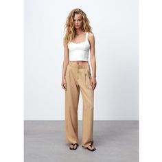 Super Soft Tan Wide Leg Pants! Never Worn, Love Them They Just Don’t Fit Me. Size Small, Relaxed Fit! Leather Culottes, Sequin Leggings, Full Length Pants, Tweed Trousers, Zara Jumpsuit, Satin Trousers, Checked Trousers, Printed Trousers, Zara Pants