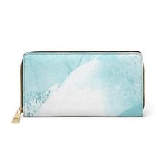 Subtle Abstract Ocean Blue And White Print Womens Zipper Wallet Clutch Purse Modern Clutch Wallet With Zipper Closure, Blue Wallets With Zipper Pocket For Everyday Use, White Travel Coin Purse With Zipper, Blue Portable Wallets For Everyday Use, Blue Portable Wallets For Daily Use, Portable Blue Wallets, Blue Rectangular Wallet With Zipper Pocket, Blue Wallet With Zipper Pocket For Daily Use, Light Blue Wallet With Card Slots For Everyday Use