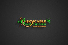 the logo for sky cable network, which is located on top of a black surface