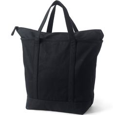 Life is easier when you have a roomy reliable bag. Something strong well-made and stylish will come in handy when you're heading to the library going to pilates class or running errands on the weekend. Enter the Lands' End Canvas Zip Top Tote Bag. Made from pure cotton this zippered bag will last through all of life's adventures. It can hold up to 500 pounds - we've tested it to make sure - so it can easily handle your everyday supplies. The water-repellent base and trim won't get soggy if you s Black Canvas Softback Shoulder Bag, Black Canvas Tote Backpack, Black Canvas Bag For Daily Use, Black Canvas Bag With Zipper For Everyday Use, Everyday Black Canvas Bag With Zipper Closure, Black Softback Bag For Everyday Use, Everyday Black Softback Bag, Black Canvas Backpack For Everyday Use, Black Functional Backpack Tote