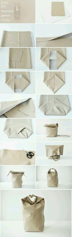 the instructions for how to make an origami bag