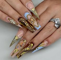 Boho Nails, Glamorous Nails, Long Acrylic, Bling Acrylic Nails, Gem Nails, Glam Nails, Square Acrylic Nails, Ig Post