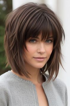 Shag Hairstyles For Straight Hair, Shoulder Shag Haircut, Haircut With Short Bangs, Shaggy Bobs, Lob Hairstyles, Medium Shag Hairstyles, 50 Hairstyles, Haircuts For Medium Length Hair, Short Shag Haircuts