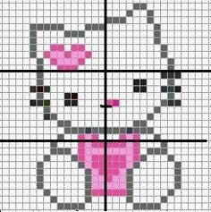 a cross stitch pattern with a cat in the center and squares around it, all on one side