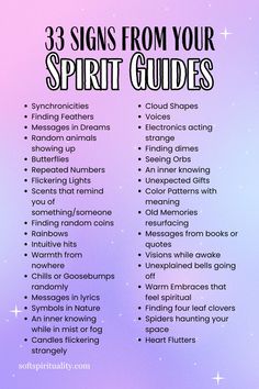 Here's a list of some signs your spirit guides and angels might send you. If you're looking for ways to connect with them and develop your relationship, click the pin to check out the post on how to get started. #spiritguides #signsfromspiritguides #spiritteam Signs From Spirit Guides, How To Connect With Your Crystals, Signs From Spirit, Signs From Your Spirit Guides, How To Send Energy To Someone, Signs From Angels, What Are Spirit Guides, Connecting To Spirit Guides, How To Connect To Your Spirit Guides