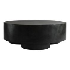 a black round table on a white background