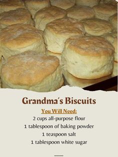 there are many biscuits on the table with instructions to make them look like they have been baked