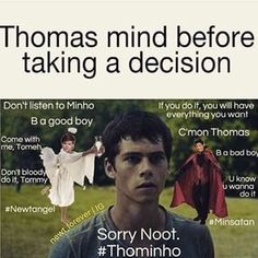 an ad for thomas mind before taking a decision with the caption sorry not thomas