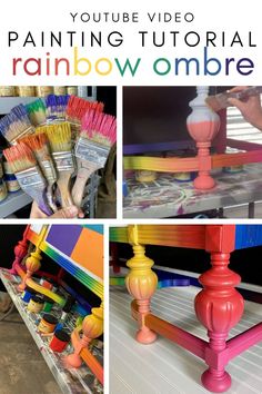 the video is showing how to paint rainbow ombres