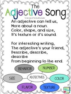 the adjective song is an interactive activity for children to learn how to use it