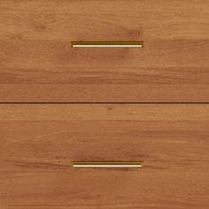 two wooden drawers with gold handles on each drawer and the bottom is made out of wood