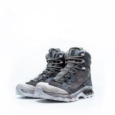 11 By Boris Bidjan Saberi X Salomon Boot 2 Gtx. Limited Edition. Rare Find. Color: Grey Condition: New In Box Size: 8us 7.5uk 41 1/3eu 26cm - Salomon Boot 2 Gtx - 11 By Boris Bidjan Saberi X Salomon Advanced Collaboration - Ankle-High Boots - Gore-Tex Canvas And Nubuck Leather Upper - Branding Tongue - Padded Collar And Tongue - Logo Printed At The Heel Counter And Sides - Lace-Up Closure - Contragrip Rubber Outsole - Each Item Is Unique, Coloration May Vary From The Image - Color: Saberi Grey ( High-top Waterproof Boots For Outdoor With Metal Feet, High-top Waterproof Boots With Protective Metal Feet For Outdoor, High-top Trail Running Boots With Abzorb Midsole, Outdoor Hiking Boots With Protective Metal Feet, Gray Waterproof Lace-up Boots For Sports, High-top Leather Trail Running Shoes With Laces, Leather High-top Trail Running Shoes With Laces, High-top Trail Running Boots With Reinforced Toe, Lace-up High-top Sneakers With Branded Insole For Hiking