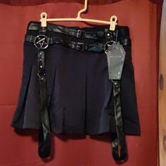 Size Xxl. Runs Very Small. Waist Size Is 16 Inches. Length Of Skirt Is About 16.5 Inches, Not Including Straps. Never Worn. Out Of Stock On Killstar's Website. Black Pleated Mini Skirt, Gothic Skirt, Black Jean Skirt, Black Skater Skirts, Utility Skirt, Red Mini Skirt, Velvet Mini Skirt, Black Goth, Cargo Skirt