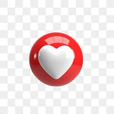 a red and white heart shaped object on a transparent background