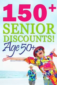 an advertisement for senior discounts on the beach