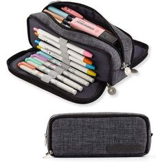 Descriptions: With the rectangular design, those who own Blackwing pencils or Tombow Dual Brush Pens will be happy to know that there are pen cases that will fit these extra-long writing instruments! This pencil bag features with 3 zippers and 2 side window design, a mesh pocket will host all your small essentials in organized, These can fit long 20cm rulers. The case made of sturdy and durable canvas, 2 side compartment, one side with elastic band for 8 pens, another side with 2 pouch for small Large Pencil Case, Canvas Pencil Case, Tombow Dual Brush Pen, Grey Storage, School Pencils, Planner Gift, Storage Bags Organization, Stationery Storage, Pencil Bag