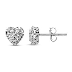 Show her how much you care for her with these cute heart stud earrings. Crafted from 14K white gold, these 7mm heart design earrings are decorated with diamond-cut detailing and polished finish for glowing shine. These earrings secure in place with friction backs. Jared Diamond, Jared The Galleria Of Jewelry, Heart Stud Earrings, Cute Heart, Design Earrings, Heart Studs, Heart Earrings Studs, Diamond Cut, Heart Design