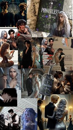 the collage shows many different people in their costumes and hair, with one woman holding a