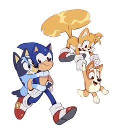 sonic and tails running together with each other