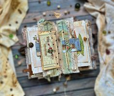 an altered book is sitting on a table