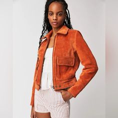 Nwt Muubaa Wilde Bomber Jacket Size 2 Free People Muubaa London Never Worn Or Used . Line Through Label To Avoid Returns If You Purchase Not Reading Description We Will Not Accept Returns If You Purchase Not Looking At Color We Will Not Accept Returns Either A Few Spots On Leather, Not Noticeable. Small Pen Mark On Pocket See Photos Not Awful Details Style No. 81646374; Color Code: Add A Cool And Colorful Touch To Any Style With This Classic Bomber Jacket Featured In A Staple Silhouette And Stun Cropped Biker Jacket, Single Button Blazer, Free People Jacket, Motorcycle Women, Black Blazer, Blazer Buttons, Top Pick, Boho Outfits, Blazer Suit