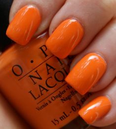 Cute Nail Colors, Orange Nail Designs, Opi Nail Colors, Orange Nail Polish, Orange Nail, Nails Only, Opi Nail Polish, Colorful Nail Designs, Glam Nails