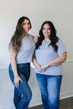 *ALL SALES FINAL* *NOT ELIGIBLE FOR RETURN* Get ready to rock the denim blue hue of the Myla Top! With a ribbed texture and v-neck henley design, this top is perfect for a casual and cool look. Short sleeves make it versatile for any season. Add it to your wardrobe for a playful touch! Fits true to size. Model is wearing a small and is 5'7". Plus model is wearing a 1X and is 5'5". Size Chart Length Bust S 20" 34" M 21" 36" L 21" 38" 1x 24.5" 46" 2x 25.5" 52" 3x 26" 56" *All measurements are appr Everyday Blue Ribbed Tops, Everyday Ribbed V-neck Top, Trendy Denim Blue V-neck Top, Casual Denim Blue V-neck Top, Spring Ribbed Tops With Henley Neckline, Denim Blue V-neck Top, Spring Ribbed Henley Neckline Tops, Everyday Ribbed Henley Neckline Tops, Everyday Ribbed Henley Tops