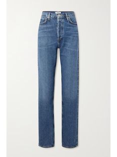 AGOLDE + NET SUSTAIN 90's Pinch Waist Long high-rise straight-leg organic jeans | NET-A-PORTER Net Sustain, Saturated Blue, Long Jeans, Fall 2024, Dark Denim, True Vintage, Trending Now, Net A Porter, Women Collection