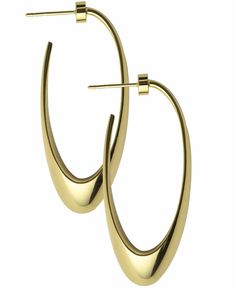 Jennifer Zeuner Liliana 2.5” Hoop Earrings 14k yellow gold plated silver Statement hoops Elongated thin frame 2.5” Post back Gold Plated Silver, Silver Plate, Gold Plate, Hoop Earrings, Plating, Yellow Gold, Yellow, Frame, Silver