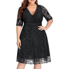 Shell: 90% Nylon, 10% Spandex; Lining: 100% Polyester Imported Zipper Closure Machine Wash Plus Size Dresses For Wedding Guestour Black Dress Surprises Our Customers With Its Elegant, Sexy, And Modest Style. It Is A Midi Dress Style With Good Breathability And Drape, Which Will Be Great As A Wedding Guest Dress. Floral Lace Dressthis Plus Size Cocktail Dress Is Composed Of Elastic Lace, Knee-Length, Half Sleeves, Wrap V-Neck, High Waist, Fit And Flare Style. Common Occasions You Can Dress Up Or Black V-neck Lace Dress For Summer, Black Stretch Lace Dress For Night Out, Black Lace Knee-length Dress, V-neck Lace Dress For Night Out, Black Fitted V-neck Lace Dress, Black V-neck Lace Dress For Parties, Black Fitted Lace Dress With V-neck, Black Lace V-neck Midi Dress, Elegant Black Stretch Lace Dress