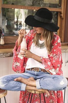 Bohemian Winter, Mode Prints, Interior Boho, Look Boho Chic, Casual Chic Outfits, Boho Mode, Maxi Kimono