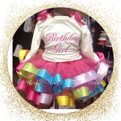 This custom sewn set is the perfect outfit for your Birthday Girl Celebration and Cake Smash photos. IF YOU WANT A SHORT SLEEVE SHIRT ADD THAT IN THE "NOTES TO SELLER" SECTION UPON CHECKOUT This set includes 1 high quality cotton custom embroidered shirt, Ribbon sewn tutu and matching hair bow. All of our Tutu Sets are handmade and due to the handcrafted nature of our products, please make sure you understand that colors in digital images may be slightly different than in person. When you order Ribbon Tutu, Polka Dot Birthday, Birthday Tutu Outfit, Candyland Birthday, Lollipop Candy, Candy Theme, Cake Smash Photos, Tutu Outfits