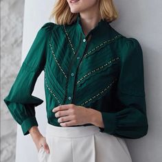 Make Your Offer Plain Shirt, Women Blouses, Plain Shirts, Cotton Blouse, Cotton Blouses, Women Tops, Sleeve Cotton, Dark Green, Bell Sleeve Top