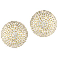 Magnificent large Diamond Button Earrings in 18K yellow gold. set with 10.45 carat of round Diamonds, F color VS1 clarity. Button Earrings, Pear Shaped Diamond, Gold Set, Clip On Earrings, Diamond Jewelry, Round Diamonds, Diamond Earrings, Jewelry Earrings, Diamonds